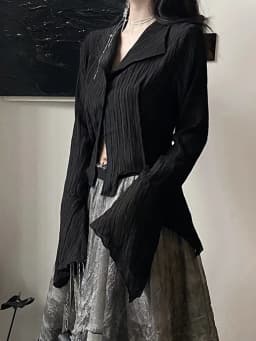 Zoki Harajuku Dark Academic Shirt Women Streetwear Vintage Y2K Blouse Sexy Gothic Long Sleeve Irregular Female Spring New Tops