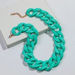 New Colorful Matte Acrylic Wide Chain Choker Necklaces for Women Statement Bohemian Resin Chunky Collar Necklace Fashion Jewelry