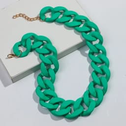 New Colorful Matte Acrylic Wide Chain Choker Necklaces for Women Statement Bohemian Resin Chunky Collar Necklace Fashion Jewelry