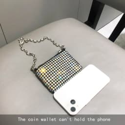Mini Small Bag Shiny Rhinestone Coin Purse Short Chain Coin Bag Handle Small Card Bag Handle Woman's purse Design handmade