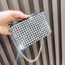 Mini Small Bag Shiny Rhinestone Coin Purse Short Chain Coin Bag Handle Small Card Bag Handle Woman's purse Design handmade