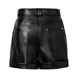 New Autumn Collections High Quality PU Leather Black Women Shorts with Belt All-mtach Casual Female Clothing