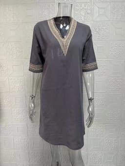 New Solid Color V-Neck Mid-Sleeved Elegant Dress