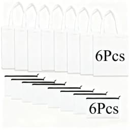 12Pcs Sublimation Blanks Tote and Zipper Bags Set – 6 Reusable Grocery Tote Bags and 6 Makeup Pouches for DIY Heat Transfer Craf