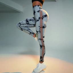 Women Hollow Out Tie Dye Legging Seamless Knit Pants High Elastic Hip Liftting Yoga Tights Gym Running Sexy Slim Leggings