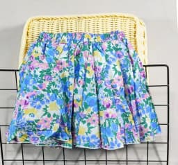 Girl's Cotton Floral Princess Hundred Fold Skirt Sweet Big Girl Tutu Skirt Elastic Waist Mini Skirt, Children's Skirt
