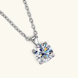 JoyceJelly Classic Four Prong 1ct Moissanite Necklace Women's 925 Sterling Silver Plated 18k Gold Pendant Luxury Fine Jewelry