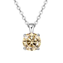 JoyceJelly Classic Four Prong 1ct Moissanite Necklace Women's 925 Sterling Silver Plated 18k Gold Pendant Luxury Fine Jewelry