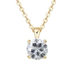 JoyceJelly Classic Four Prong 1ct Moissanite Necklace Women's 925 Sterling Silver Plated 18k Gold Pendant Luxury Fine Jewelry