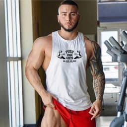 PUSH YOUR LIMITS NO PAIN NO GAIN Gym Vest Mens Bodybuilding Tank Tops Summer Cotton Fitness Sleeveless Shirt Workout Clothing