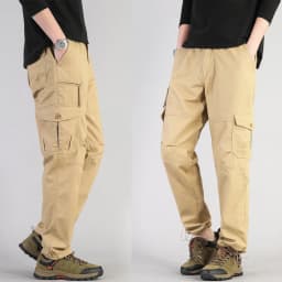 Big Size Men's Casual Sports Pants Stretch Waist Tactical Cargo Pants Man Hiking Pants Joggers Cotton Trousers