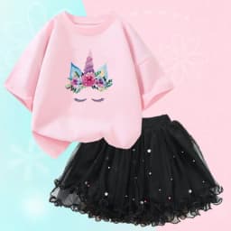 Summer Girl Party Unicorn Clothes Set Kids Baby Cartoon Clothing Suits Girls Cute Casual T-shirt Tops tutu Skirts Outfits