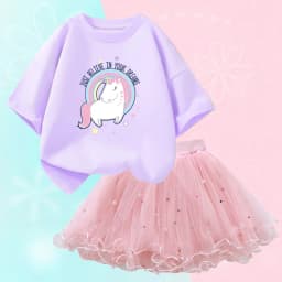 Summer Girl Party Unicorn Clothes Set Kids Baby Cartoon Clothing Suits Girls Cute Casual T-shirt Tops tutu Skirts Outfits