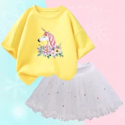 Summer Girl Party Unicorn Clothes Set Kids Baby Cartoon Clothing Suits Girls Cute Casual T-shirt Tops tutu Skirts Outfits