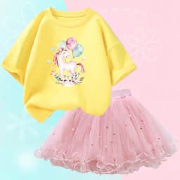 Summer Girl Party Unicorn Clothes Set Kids Baby Cartoon Clothing Suits Girls Cute Casual T-shirt Tops tutu Skirts Outfits