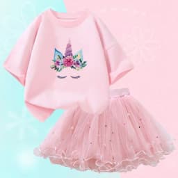 Summer Girl Party Unicorn Clothes Set Kids Baby Cartoon Clothing Suits Girls Cute Casual T-shirt Tops tutu Skirts Outfits