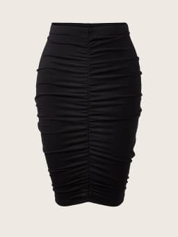 Elegant High Waist Ruched Skirt with Back Vent for Women - Perfect for Spring and Summer Fashion