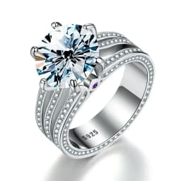GRA 5CT Sparkling Certified Moissanite Diamond Wedding Rings For Women Real 925 Sterling Silver Champagne Color Luxury Jewelry