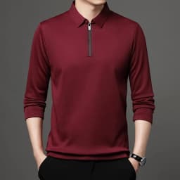 Men's Solid Color Long Sleeved POLO Shirt Casual Fashion Top