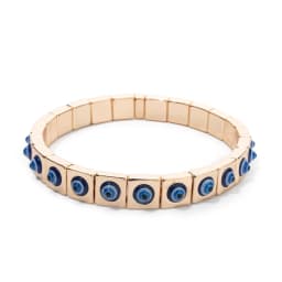 2024 New Fashion Devil Eye Bangle For Women Inlaid Charm Gold Color Elastic Bracelets Accessory
