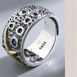 New Arrival Silver 925 Ring Male Jewelry Dominant Personalized Retro Ring For Men Jewelry Wide Starry Sky Opening Hand Ornament