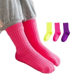 3Pairs/Lot 2024 Spring Summer Children's Candy Color Socks Korean Japanese Style Kids Boys Girls Double Needle Mid-Tube Socks