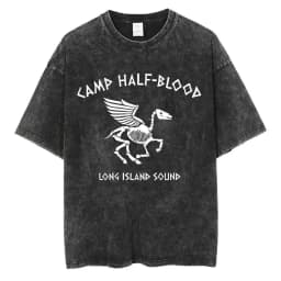 Camp Half Blood Long Island Sound Print T Shirts Percy Jackson Vintage Washed T-Shirt Men Women High Quality Short Sleeve TShirt