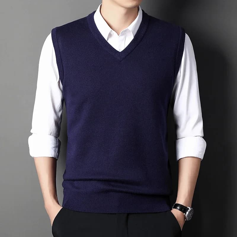 Men's Solid Color Sweater Vest Casual Fashion Warm Top for All Seasons Comfortable Breathable Layering Essential