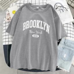 Brooklyn New York 1898 City Letter Print Female T-Shirt Street Breathable Tops Oversized Clothes Comfortable O-Neck Short Sleeve