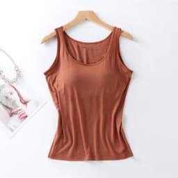 2026 Women's Vest Tops With Built In Bra Neck Vest Padded Slim Fit Tank Tops Sexy Shirts Feminino Casual Underlay shirt slimming