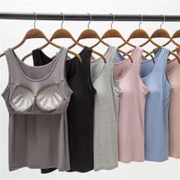 2026 Women's Vest Tops With Built In Bra Neck Vest Padded Slim Fit Tank Tops Sexy Shirts Feminino Casual Underlay shirt slimming