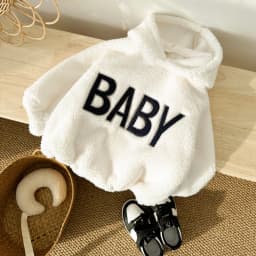 INS 2023 Winter Baby Boys Soft Fleece Hoodie Pullover Romper Letter Baby Clothes Baby Girls Fake Fur Toddler Lambswool Romper