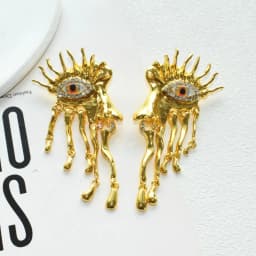 High Quality Metal Golden Plated Eyes Dangle Earrings For Women Jewelry New Arrival Fashion Exaggerated Lady Ears' Accessories