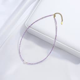7mm Pearl Necklace Freshwater Natural Stone Choker For Women Stainless Steel Stainless Jewelry Amethyst Chains