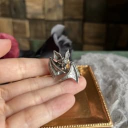 Buyee 925 Sterling Silver Elegant Big Ring Finger Cute Bat Gray Open Ring for Woman Men Fashion Animal Punk Fine Jewelry Circle