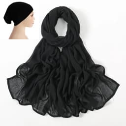2Pcs/Set Hijab Matching Color Jersey Cap Lady Plain Viscose Cotton Modal Muslim Women Scarf Soft Shawl Turbante