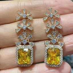 Luxury Jewelry Stud Earrings Cubic Zirconia Half Round Fanshaped Radial Stud Earrings Birthday Gift
