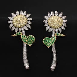 Luxury Jewelry Stud Earrings Cubic Zirconia Half Round Fanshaped Radial Stud Earrings Birthday Gift