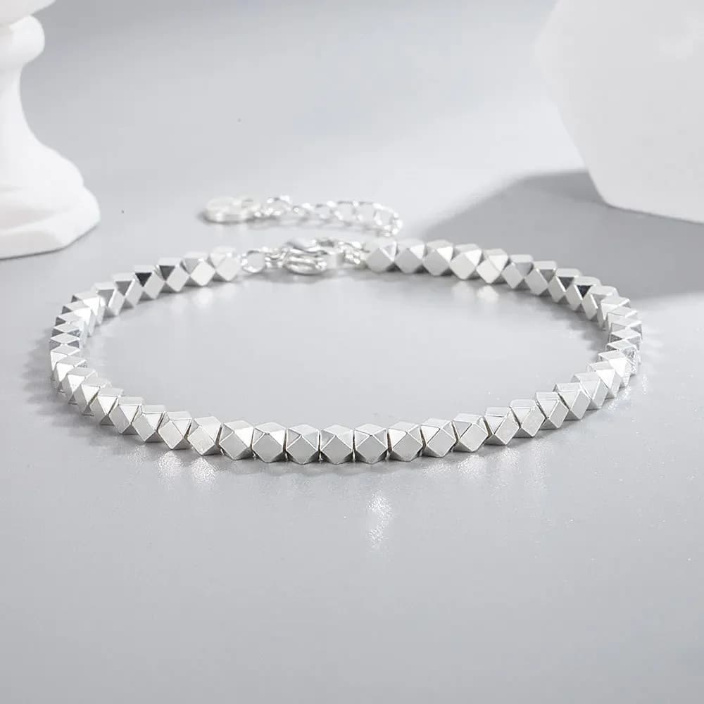925 Sterling Silver Shiny Irregular Ball Women's Hand Bracelets Luxury Designer Jewelry Accessories Offers
