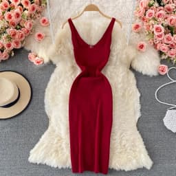 Zipple 2023 Sexy Summer Knit Strap Dress Women Tank Elatic Waist Bodycon Sundress Female Beach Split Backless Midi Dress