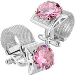 HAWSON Men Birthstone Crystal Cufflinks 17mm Color Stone Cuff Links for Wedding Business Shirt, Birthday Gift for Men