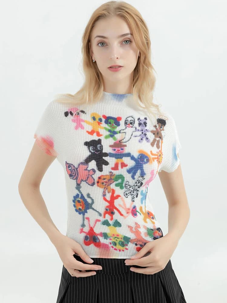 Women's T-shirt Harajuku Korean Y2k Graphic Print Short Sleeve Tee Top Clothes Fashion Vintage Streetwear T-shirts Summer