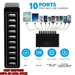 60W 10 Ports 40W 5 USB Ports Quick Charge Charger Station Dock with Cable for iPhone iPad Samsung PC Kindle Multi USB Charger