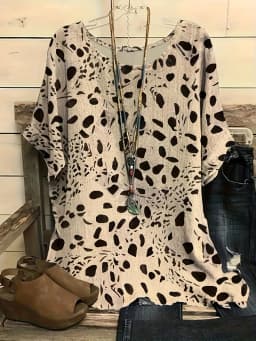 Plus Size 1XL-5XL All Over Print T-Shirt, Casual Crew Neck Short Sleeve T-Shirt Women's Plus Size Clothing