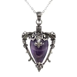 Water Drop Crystal Pendant Necklace for Men and Women Natural Amethyst Rose Quartz Onyx Lapis Lazuli Opal Antique Stone Jewelry