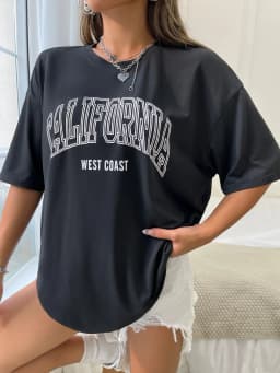 100% Cotton Womens T-Shirts California West Coast USA Letter Prints Tops Female Oversize Short Sleeve Tee Fashion Streetwear