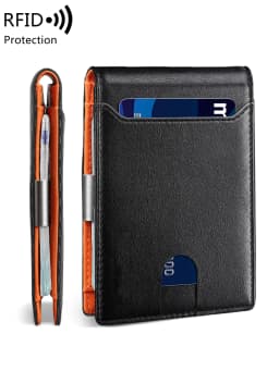 Minimalist and Fashionable Men's Wallet RFID Barrier Multifunctional Ultra-Thin 11 Card Wallet Foldable and Portable for Men's C