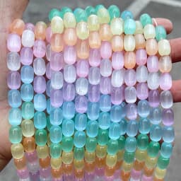 8*12mm Dyed Color Multicolor Selenite Stone Barrel Shape Beads Smooth Loose Spacer For Jewelry Making Diy Necklace Bracelet