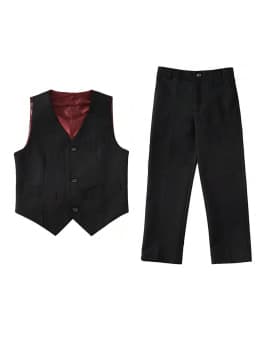4pcs/set Boys' Suit Set With Pants, Vest, Shirt And Tie School Uniforms