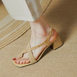 Summer New Casual Fashion Square Toe Thick Heel Open Toe Buckle Solid Color Comfortable Sexy Banquet Women's Shoes